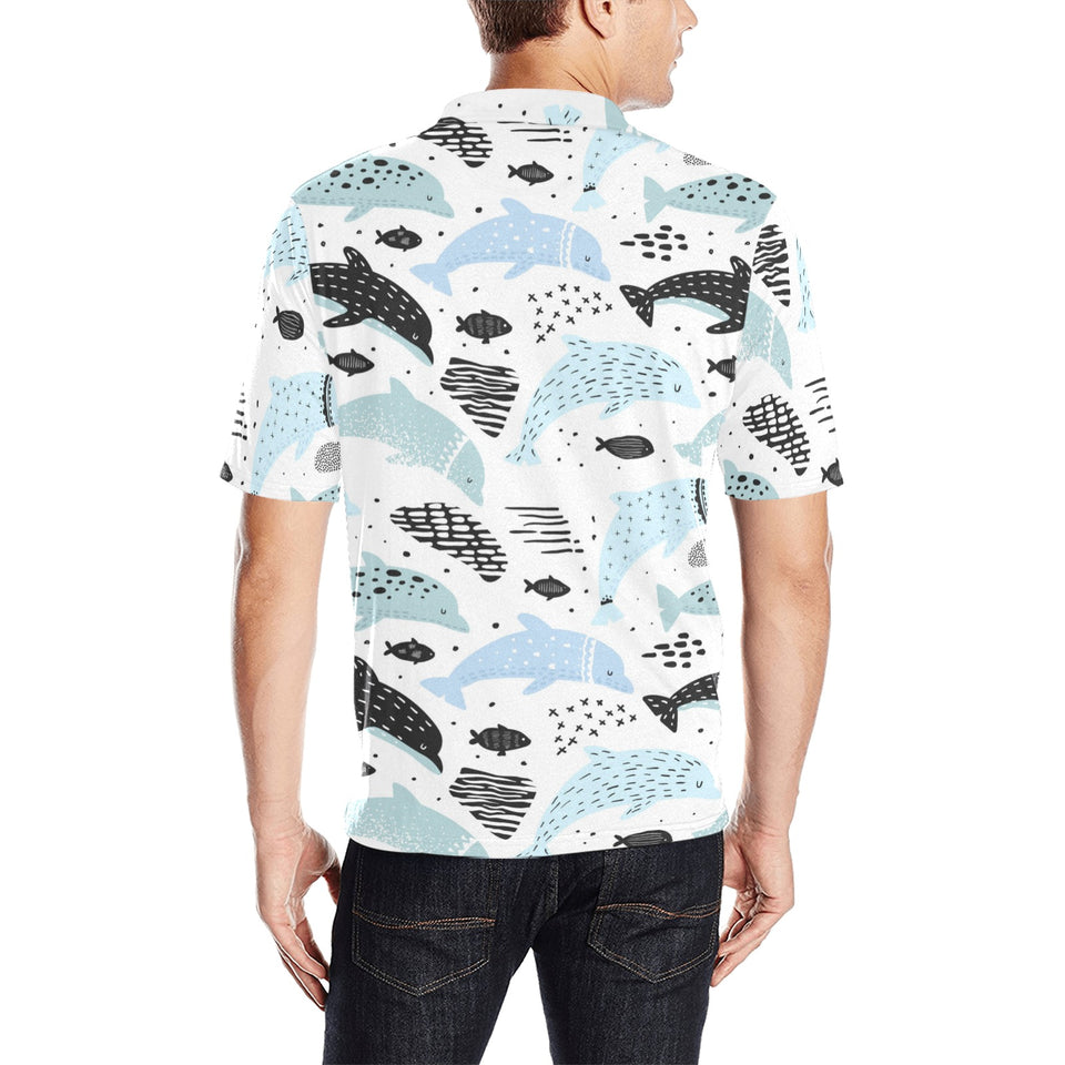 Cute dolphins Childish Style pattern Men's All Over Print Polo Shirt