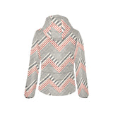 zigzag chevron striped pattern Women's Padded Hooded Jacket