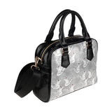 white swan gray background Shoulder Handbag