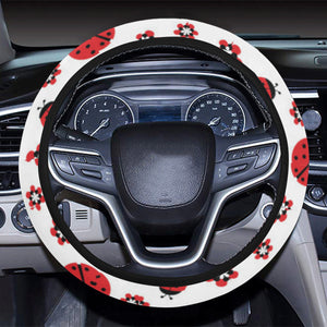 Ladybug Pattern Print Design 04 Car Steering Wheel Cover
