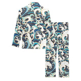 Japanese wave pattern Men's Long Pajama Set