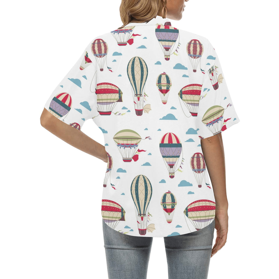 Hot air balloon pattern Women's All Over Print Hawaiian Shirt