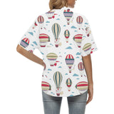Hot air balloon pattern Women's All Over Print Hawaiian Shirt