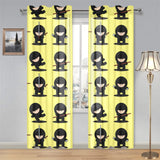 Cute ninja yellow background Gauze Curtain