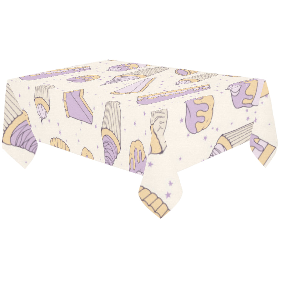 Cakes pies tarts muffins and eclairs purple bluebe Tablecloth