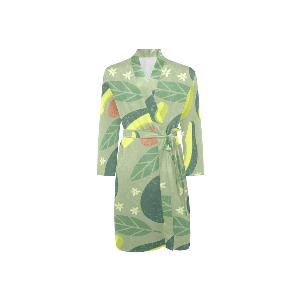 Avocado pattern Men's Long Sleeve Belted Night Robe