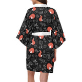 fox sleeping fox pattern Women's Short Kimono Robe