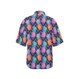Pineapples pattern zigzag background Women's All Over Print Hawaiian Shirt