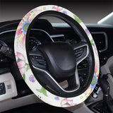 Beautiful pink lotus waterlily leaves pattern Car Steering Wheel Cover