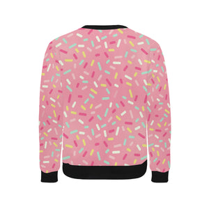 Pink donut glaze candy pattern Men's Crew Neck Sweatshirt