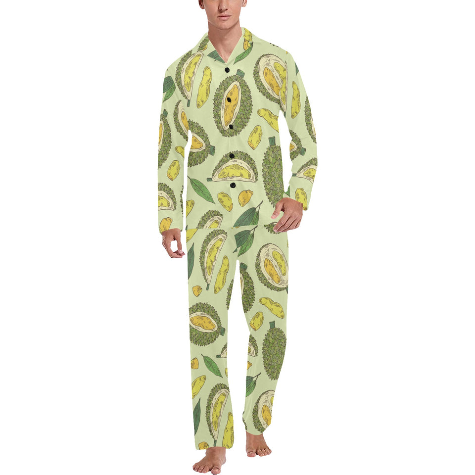 Durian leaves pattern background Men's Long Pajama Set