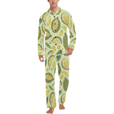 Durian leaves pattern background Men's Long Pajama Set