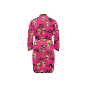 Alien Pattern Print Design 03 Men's Long Sleeve Belted Night Robe