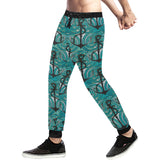 Anchor nautical green background Unisex Casual Sweatpants