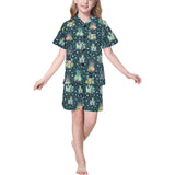 Cactus glass terrarium pattern Kids' Boys' Girls' V-Neck Short Pajama Set