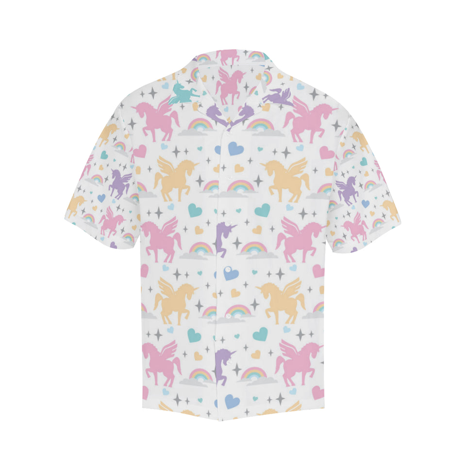 colorful unicorn rainbow heart pattern Men's All Over Print Hawaiian Shirt