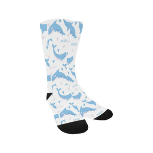 Blue whale pattern Crew Socks