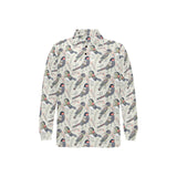Pigeon Pattern Print Design 04 Men's Long Sleeve Polo Shirt