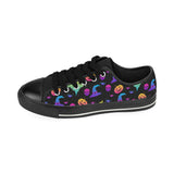 Colorful halloween background Men's Low Top Canvas Shoes Black