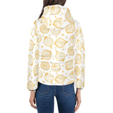 hand drawn onion pattern Women's Padded Hooded Jacket