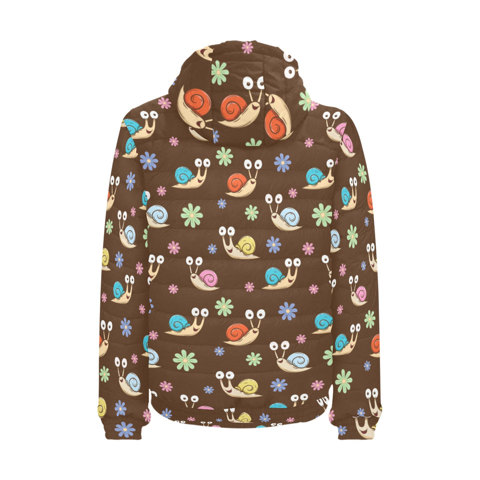 Snail Pattern Print Design 03 Men's Padded Hooded Jacket
