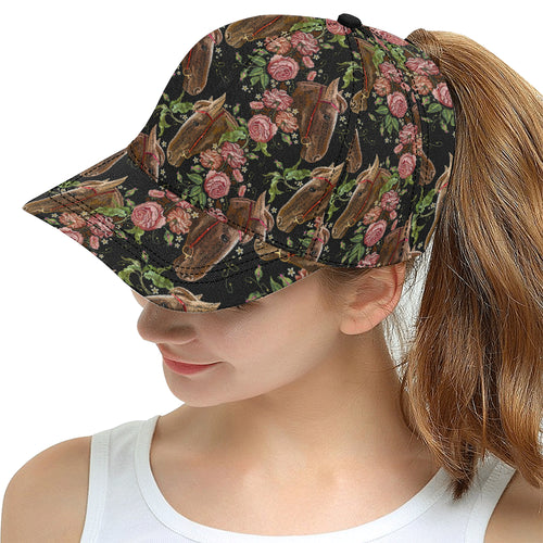 Horse head wild roses pattern All Over Print Snapback Cap