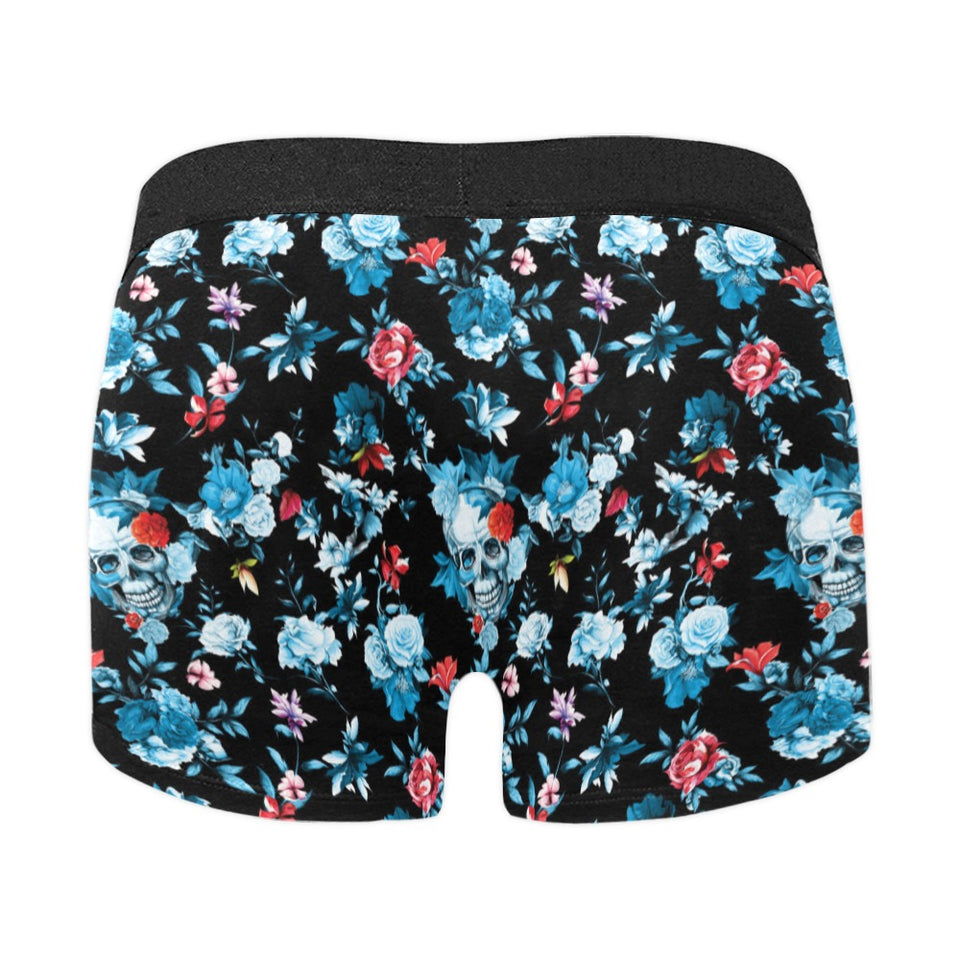 Skull flower roses leave pattern Men's All Over Print Boxer Briefs Men's Underwear