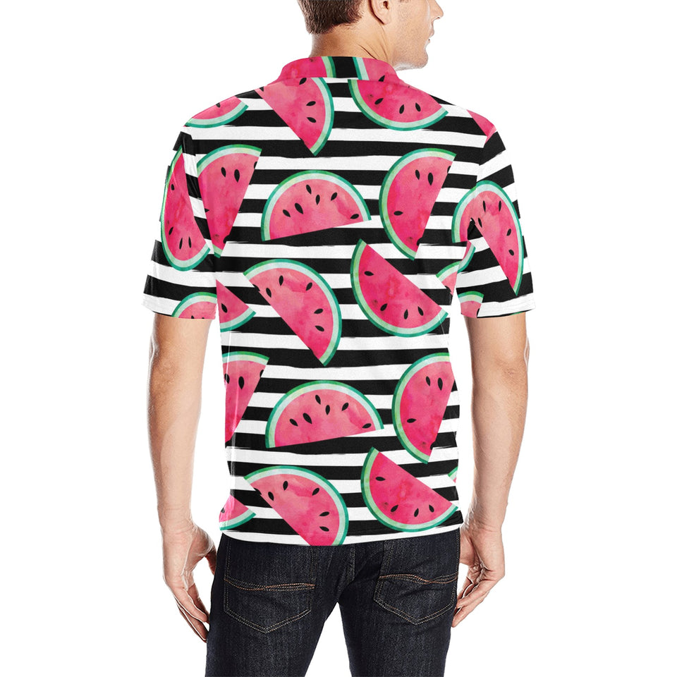 Watercolor paint textured watermelon pieces Men's All Over Print Polo Shirt