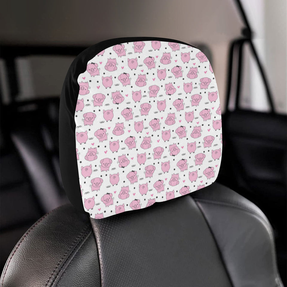 Pig Pattern Print Design 03 Car Headrest Cover