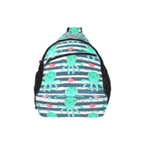 Cute octopuses heart striped background All Over Print Chest Bag
