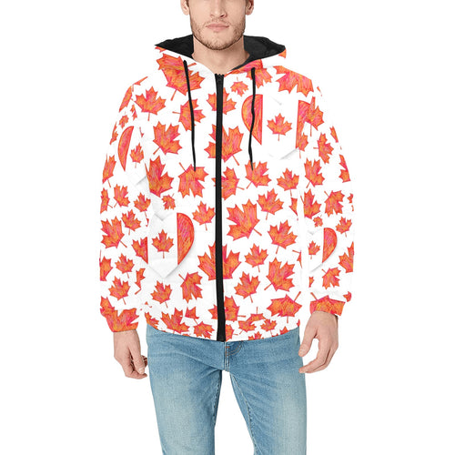 Canada Pattern Print Design 02 Men's Padded Hooded Jacket