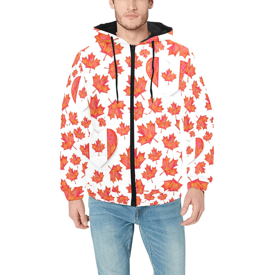 Canada Pattern Print Design 02 Men's Padded Hooded Jacket