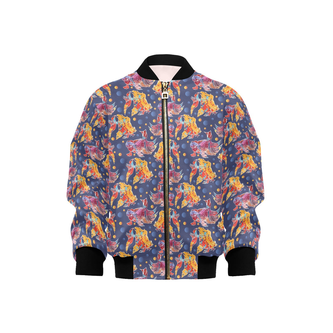 Goldfish Pattern Print Design 05 Kids' Boys' Girls' Bomber Jacket