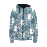 Cute rabbit pattern Men's Padded Hooded Jacket