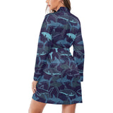Shark pattern Women's Long Sleeve Belted Night Robe