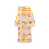 Cute shiba inu dog pattern Blanket Robe with Sleeves