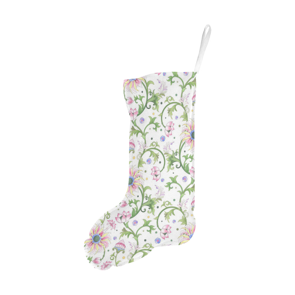 Beautiful pink lotus waterlily leaves pattern Christmas Stocking