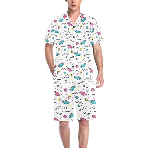 Candy design pattern Men's V-Neck Short Pajama Set