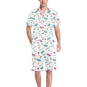 Candy design pattern Men's V-Neck Short Pajama Set