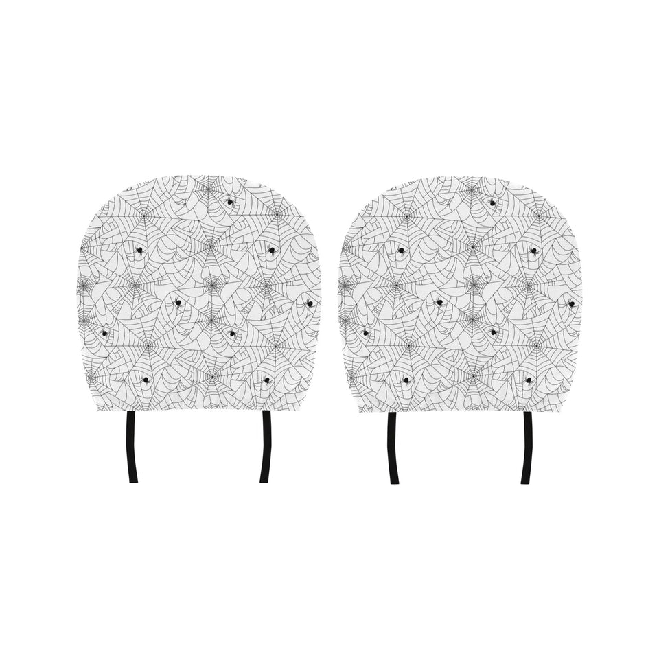 Spider web cobweb pattern white background Car Headrest Cover