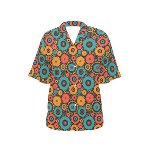 Gear Pattern Print Design 01 Women's All Over Print Hawaiian Shirt