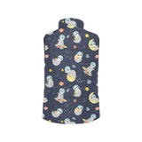 Cute sloth astronaut star planet rocket pattern Women's Padded Vest