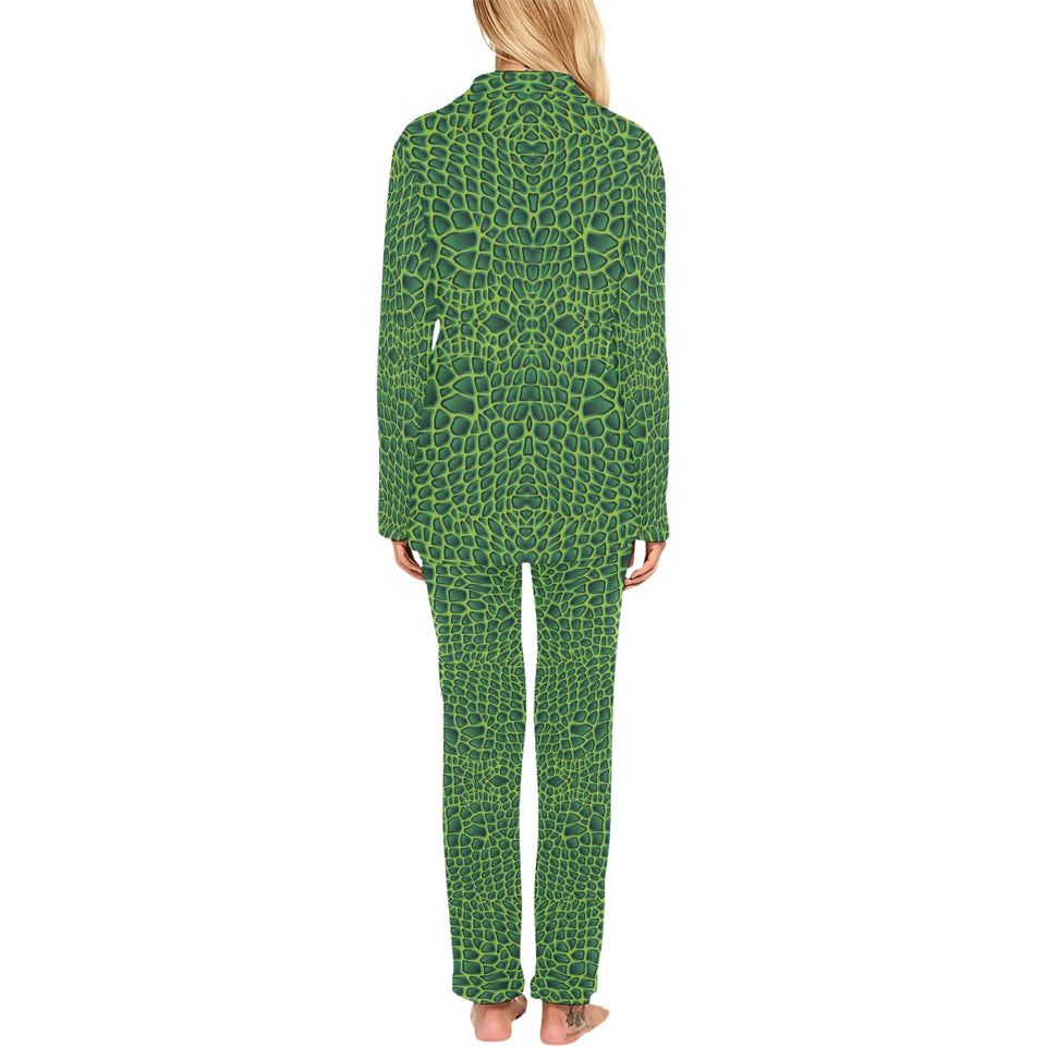 Crocodile Skin Printed Women's Long Pajama Set