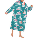Cute sailboat pattern Blanket Robe with Sleeves