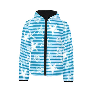 Starfish blue blackground Kids' Boys' Girls' Padded Hooded Jacket