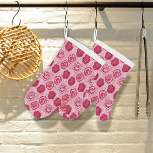 Rose Pattern Print Design 02 Heat Resistant Oven Mitts