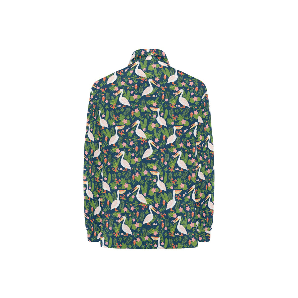 Pelican Pattern Print Design 05 Women's Long Sleeve Polo Shirt