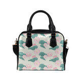 Pink lotus waterlily leaves pattern Shoulder Handbag