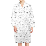 Bull Terrier Pattern Print Design 02 Men's Long Sleeve Belted Night Robe