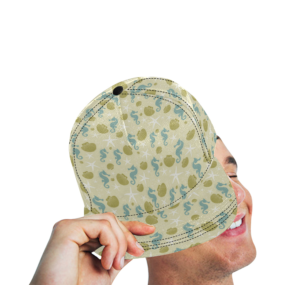 Seahorse shell starfish pattern background All Over Print Snapback Cap